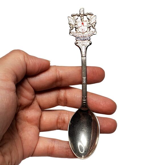 Vintage Chrome Domine Dirige Nos London Demitasse Souvenir Spoon 5" - Picture 2 of 6